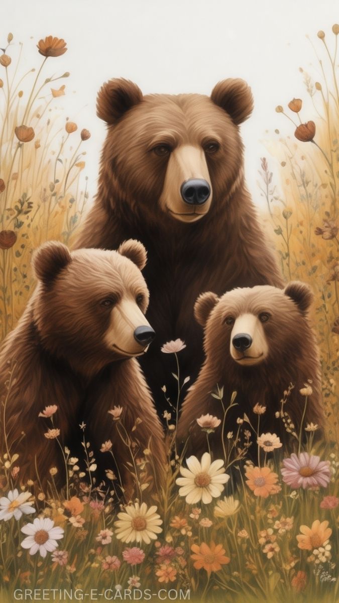 Bear Family Meadow Lockscreen
