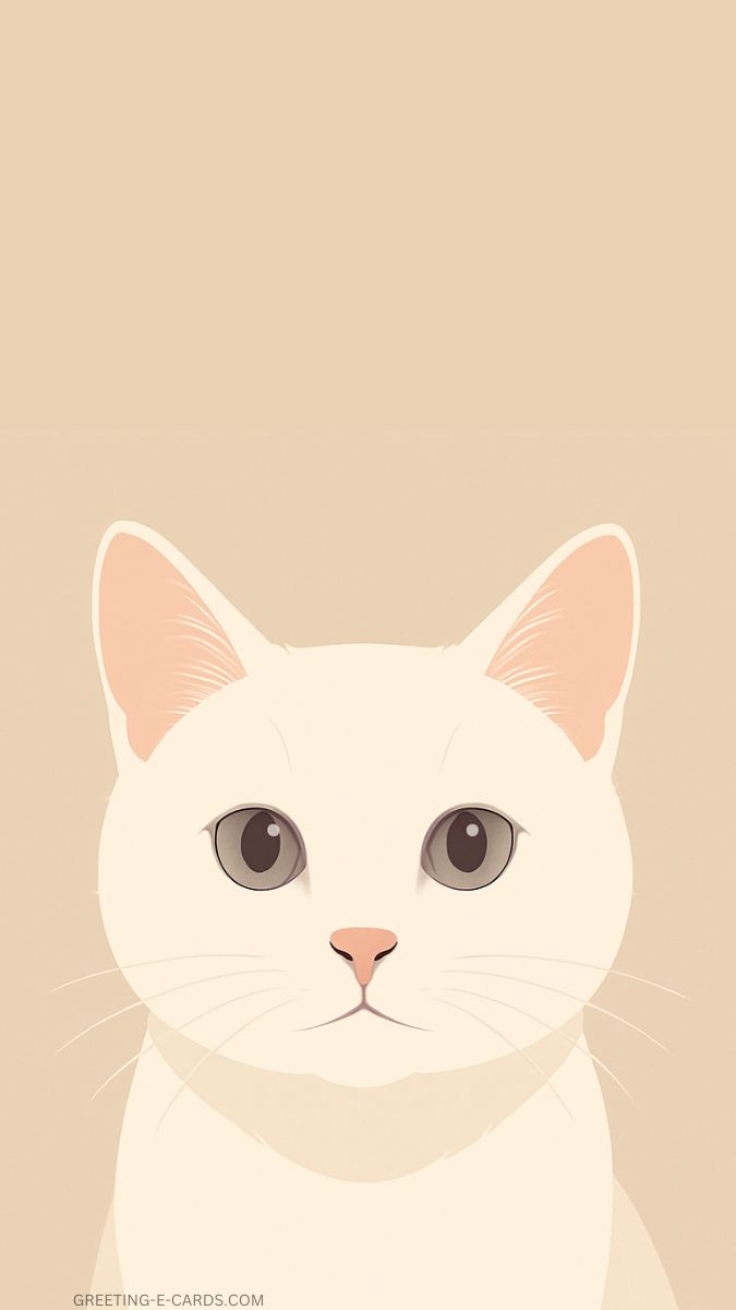 Cute White Cat Phone Wallpaper
