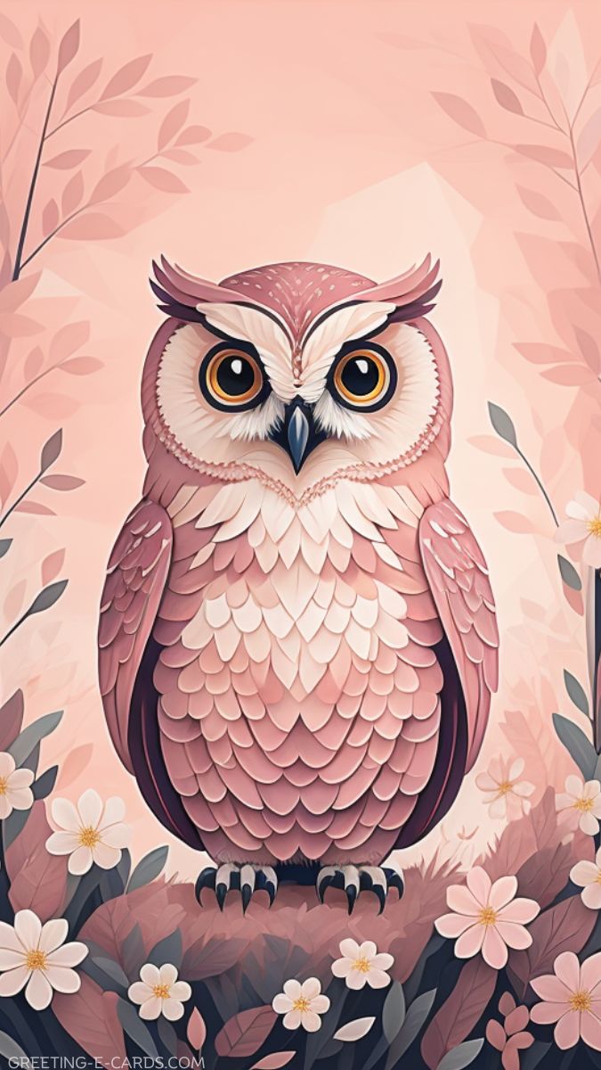Pink Owl Phone Wallpaper