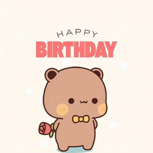 Cute Bear with Rose Happy Birthday GIF - Free Animated GIF no sign up