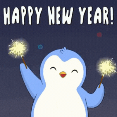 Cute Penguin New Year\'s Day Animated GIF E-Card