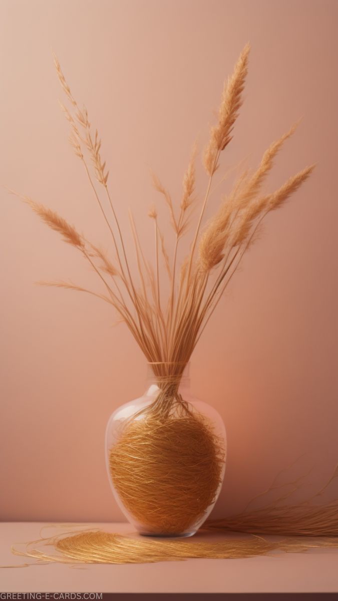 Beige Aesthetic Phone Wallpaper with Dried Flowers