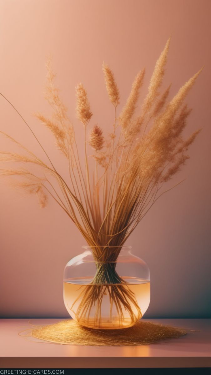 Beige Aesthetic Phone Wallpaper with Dried Flowers