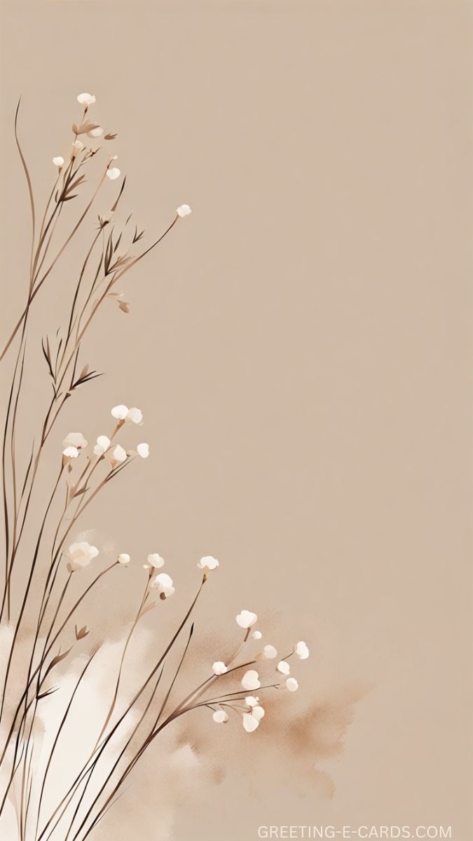 Beige Floral Phone Wallpaper