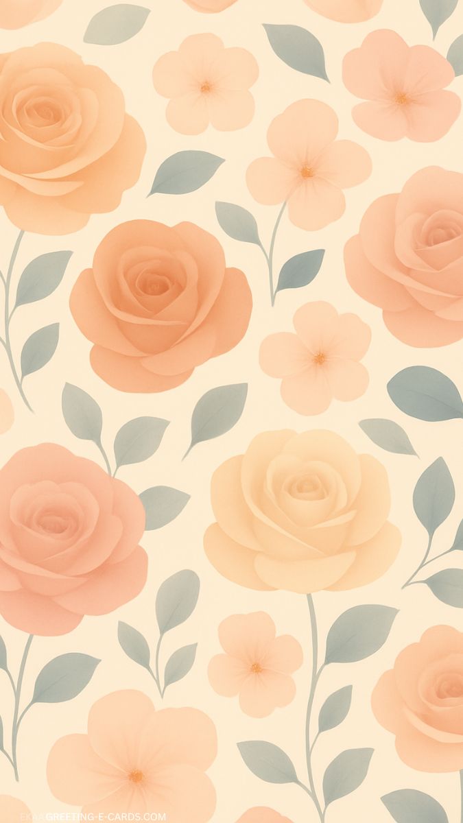 Floral Beige Aesthetic Phone Wallpaper