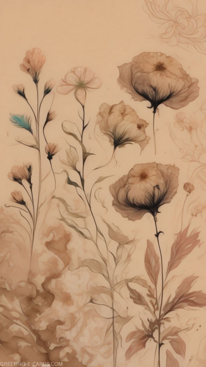 Floral Phone Wallpaper: Pretty Beige Aesthetic Background