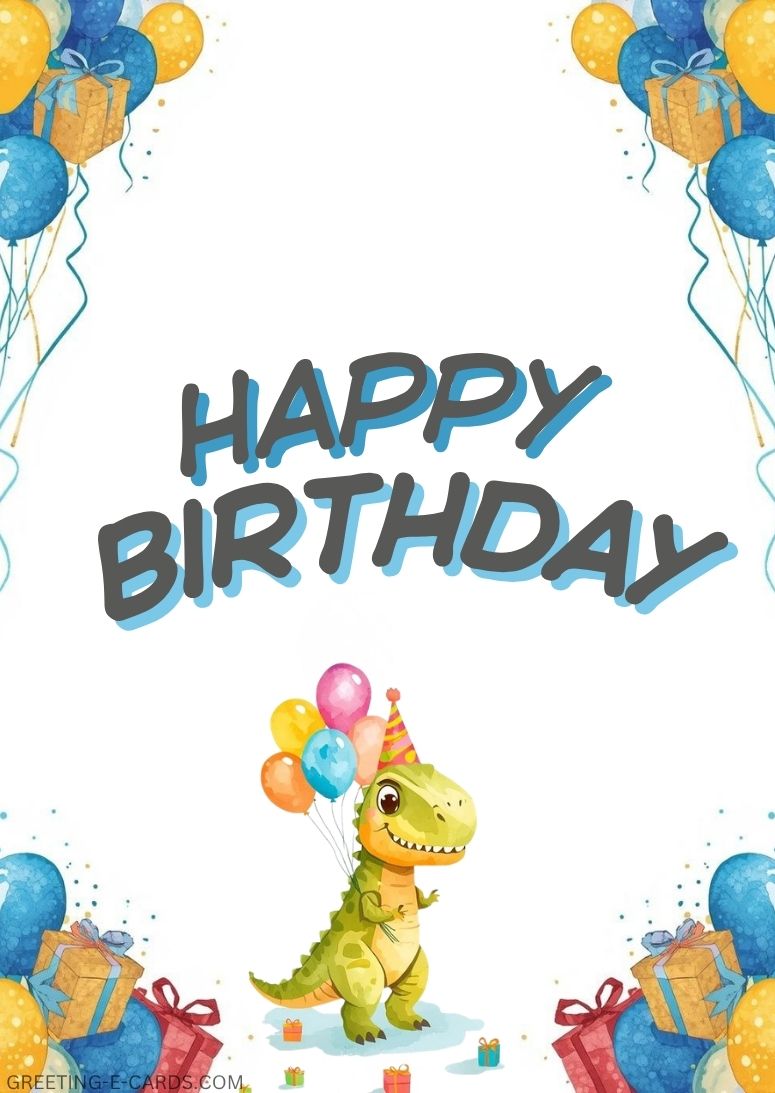 Dinosaur Birthday E-Card for Boys - Free E-card no sign up