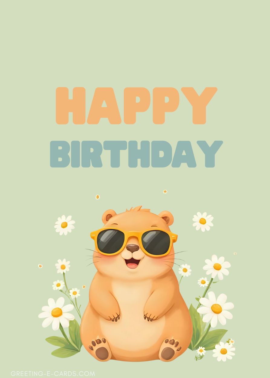Happy Birthday Cool Capybara E-Card