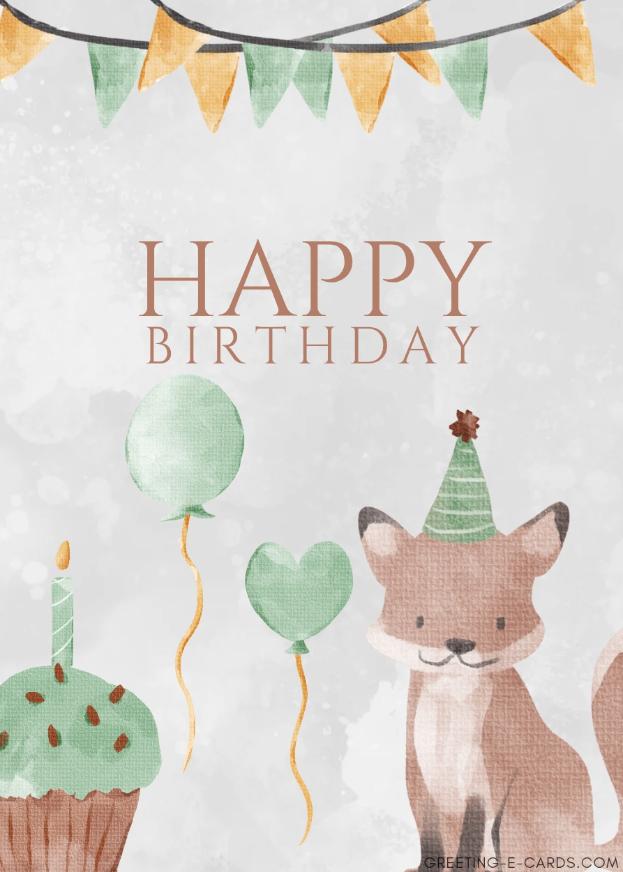 Happy Birthday with a Friendly Fox