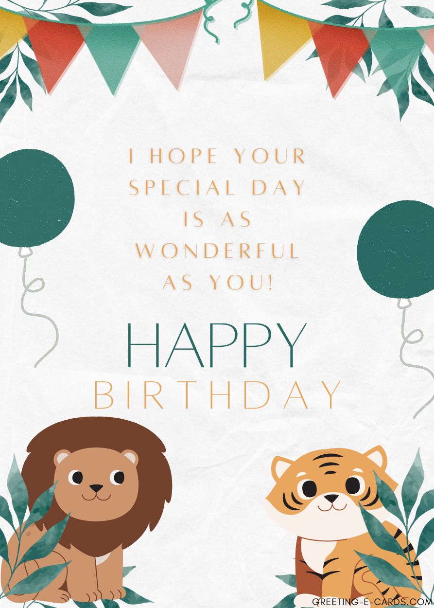 Wonderful Birthday E-Card with Animals