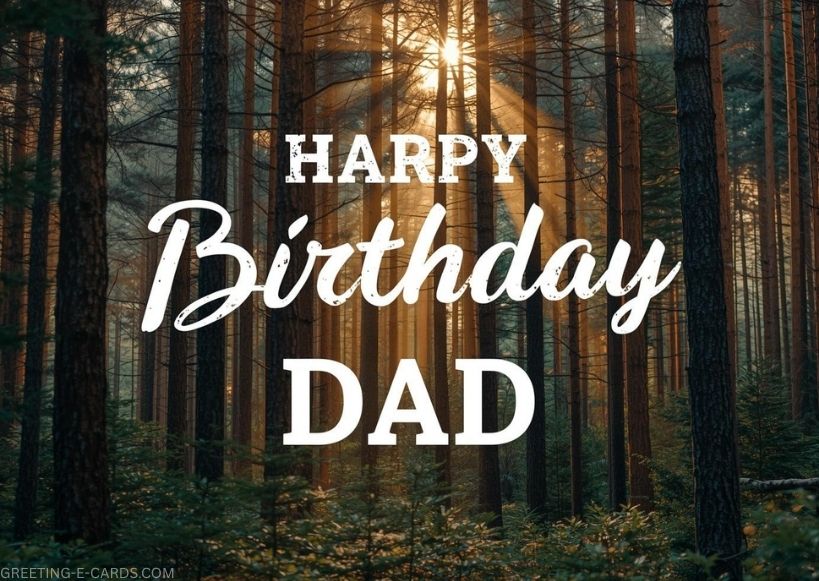 Birthday-cards-for-dad: Forest Sunset Greeting Card - Free E-card no sign up