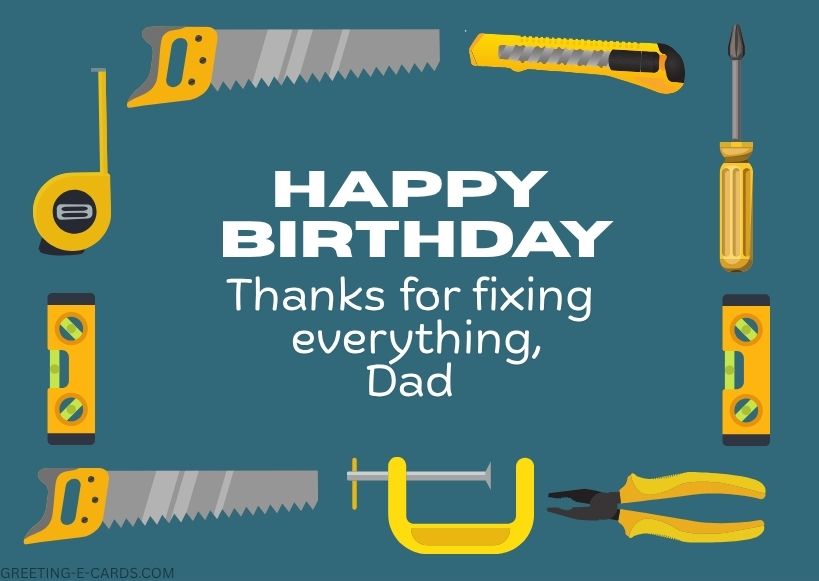 Happy Birthday Dad E-Card with Tools - Free E-card no sign up