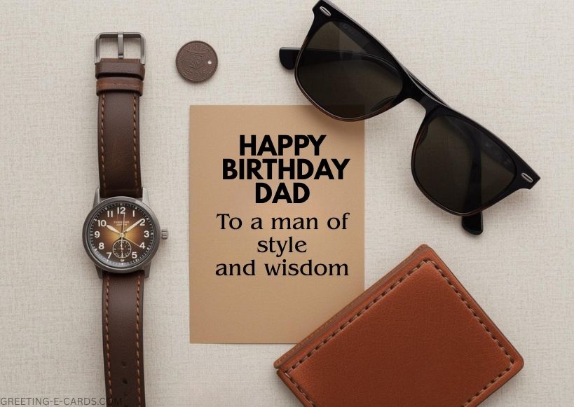 Happy Birthday Dad Stylish Digital E-Card - Free E-card no sign up