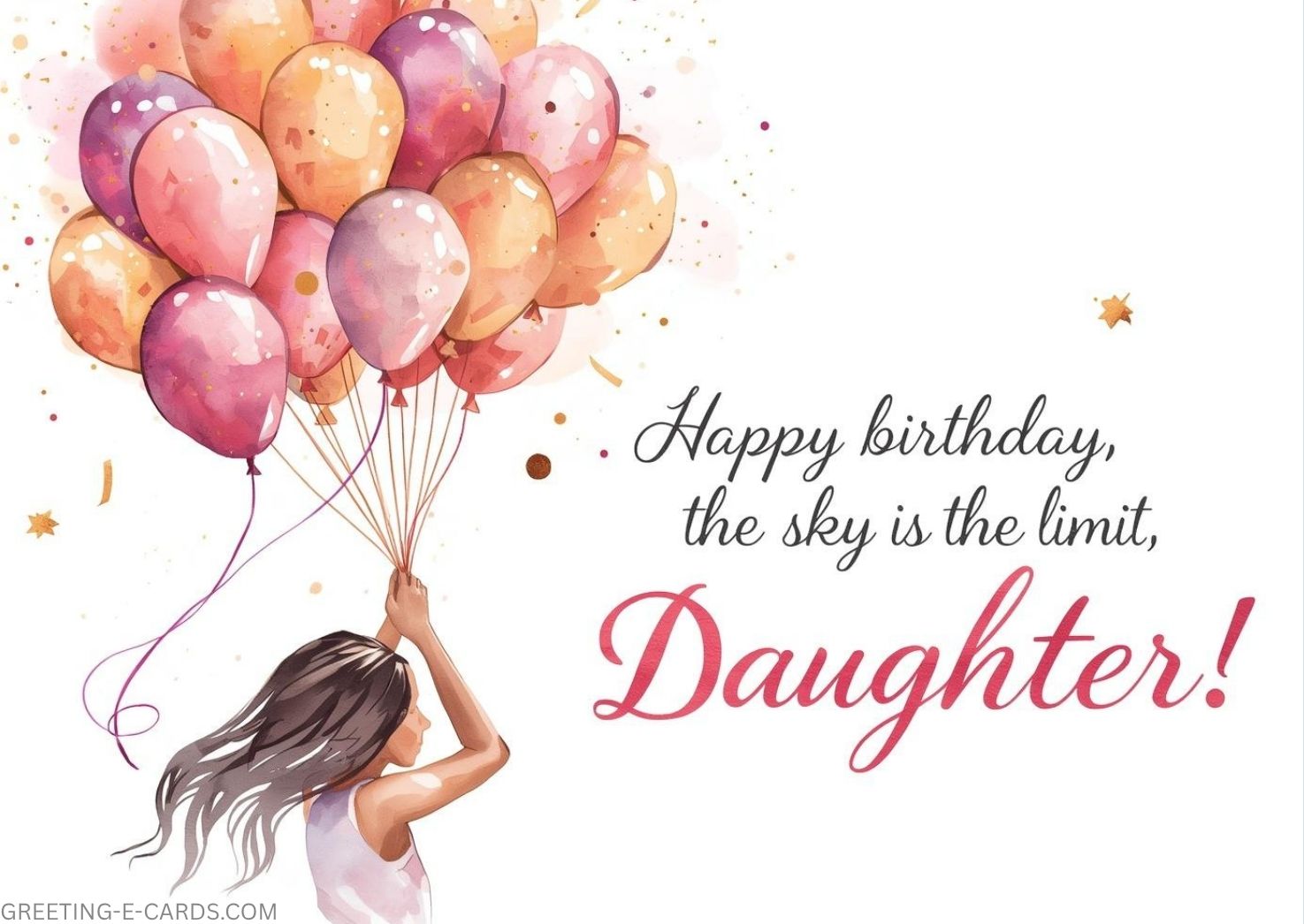 Birthday E-Card for Daughter with Balloons - Free E-card no sign up