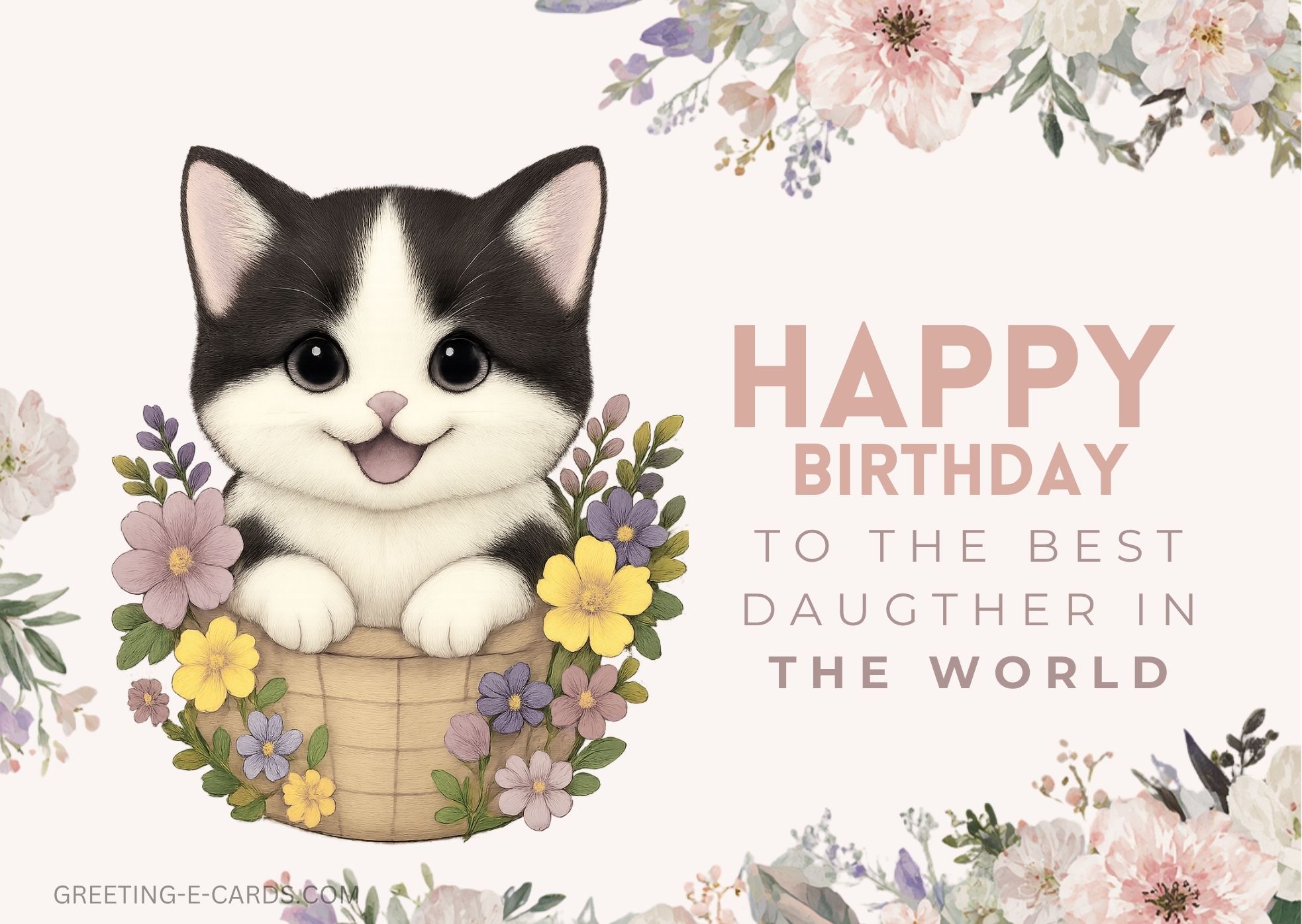 Cute Cat Birthday E-Card for Daughter - Free E-card no sign up