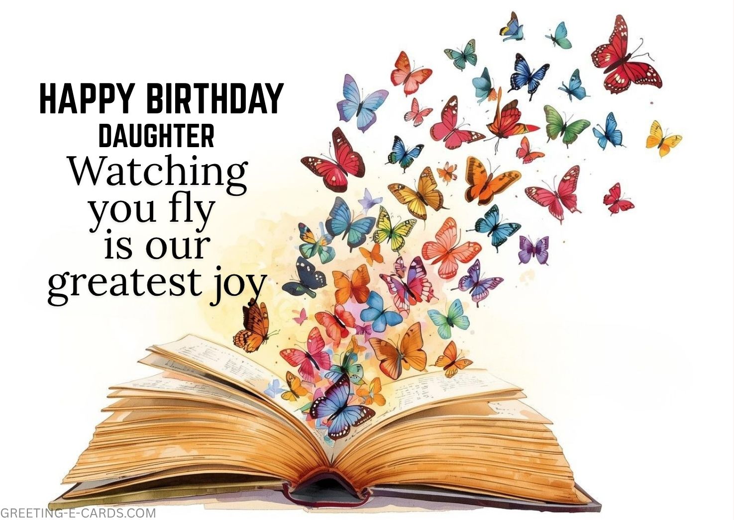 Happy Birthday Daughter E-Card with Colorful Butterflies - Free E-card no sign up