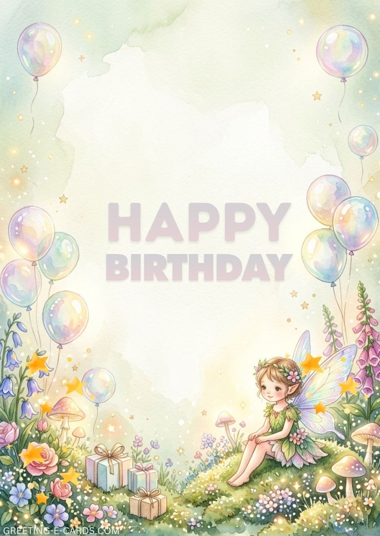 Cute Fairy Birthday Card for Girls - Free E-card no sign up