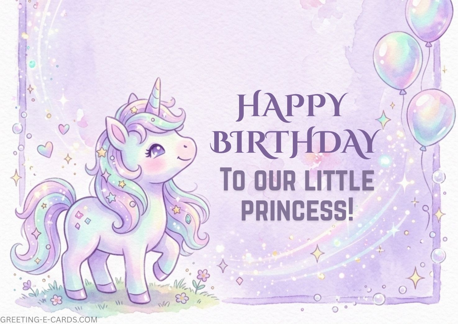 Cute Unicorn Birthday E-Card for Girls - Free E-card no sign up