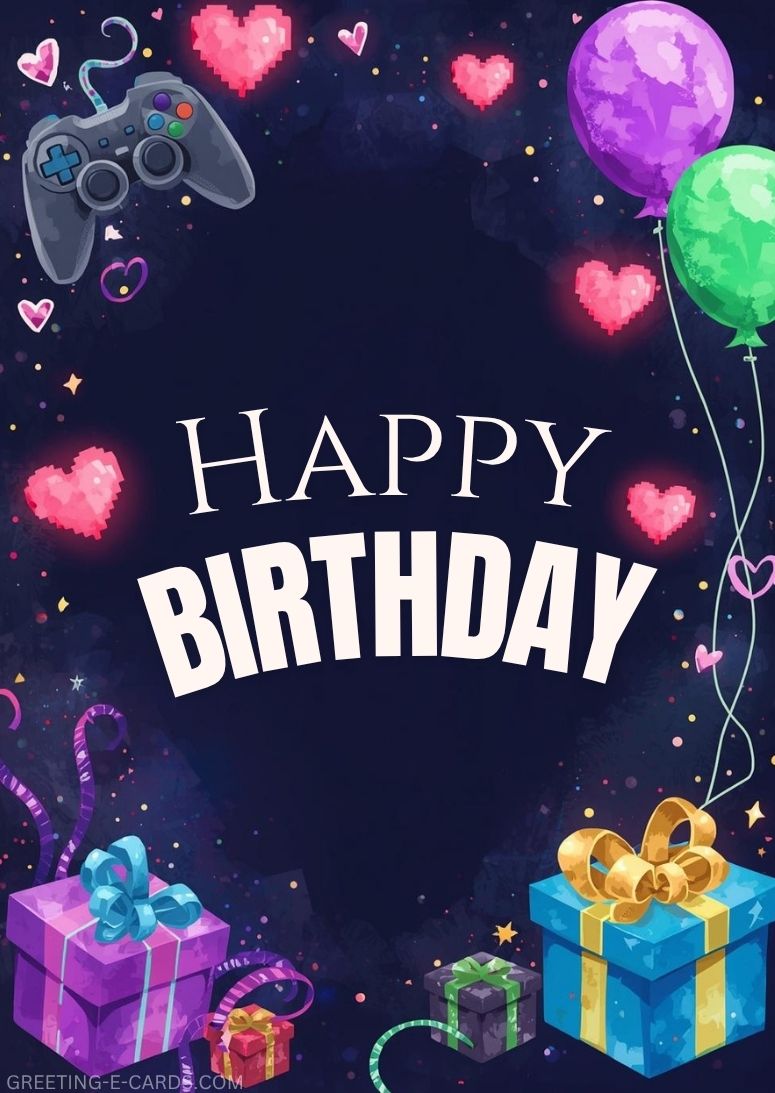 Gamer Birthday Card for girls - Free E-card no sign up