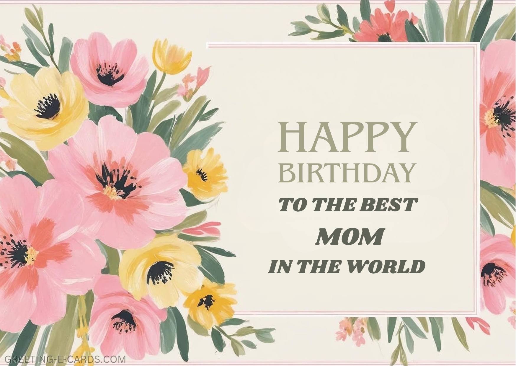 Happy Birthday E-Card for Mom with Floral Art - Free E-card no sign up