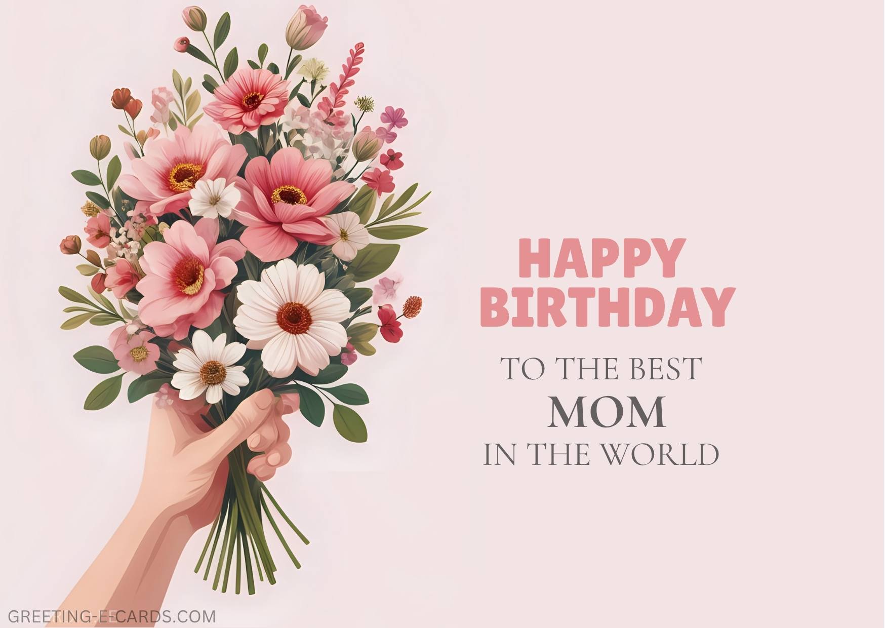 Happy Birthday E-Card for Mom with Floral Bouquet - Free E-card no sign up