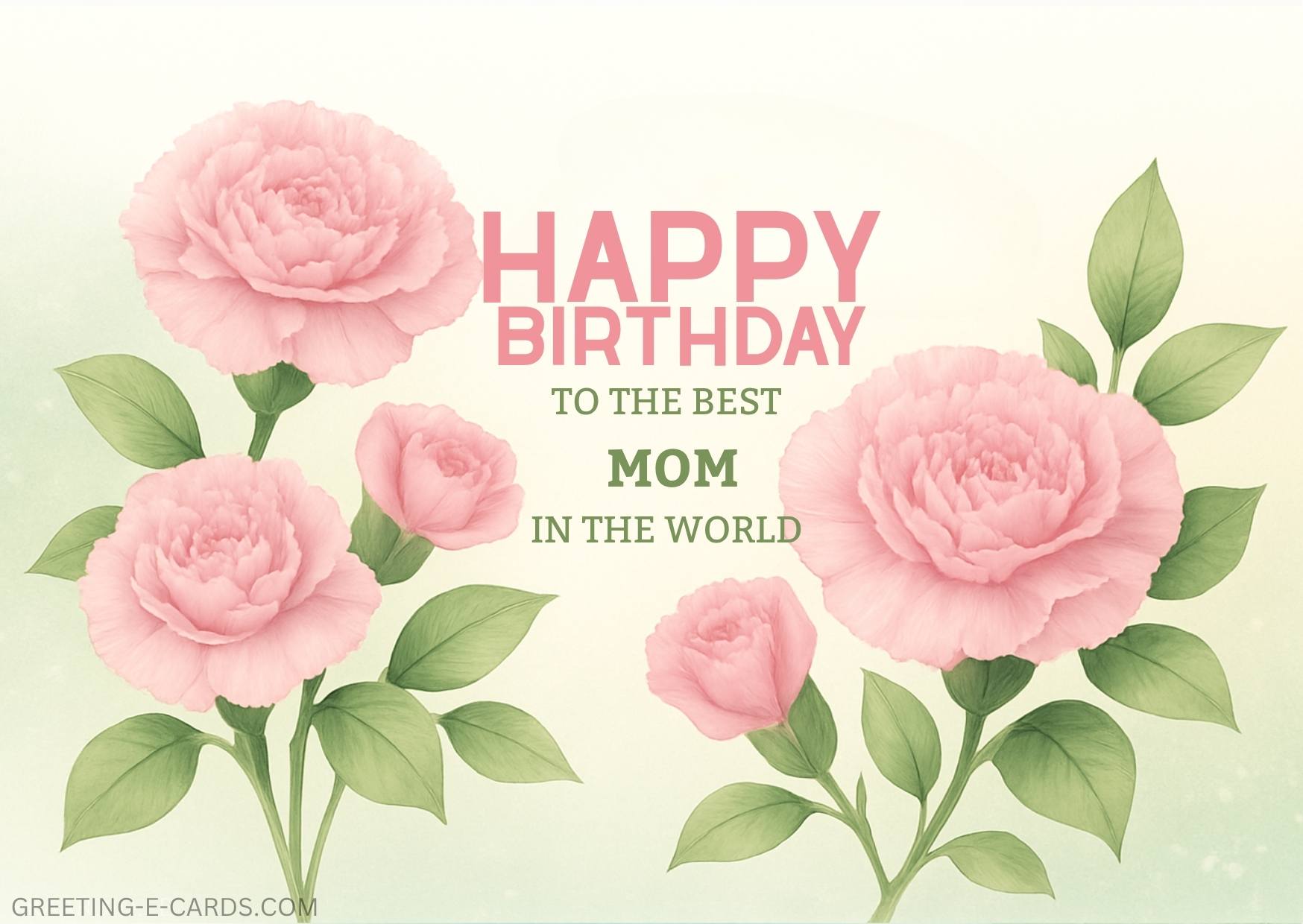 Happy Birthday E-Card for Mom with Pink Flowers - Free E-card no sign up