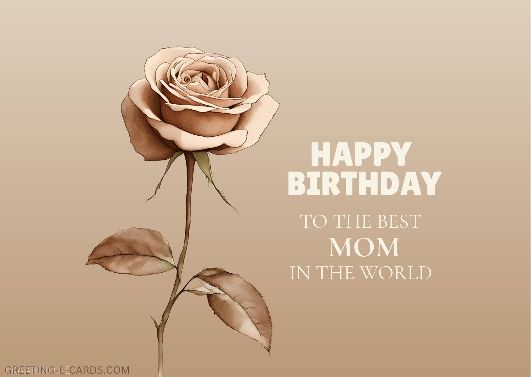 Happy Birthday E-Card for Mom with Rose Illustration - Free E-card no sign up