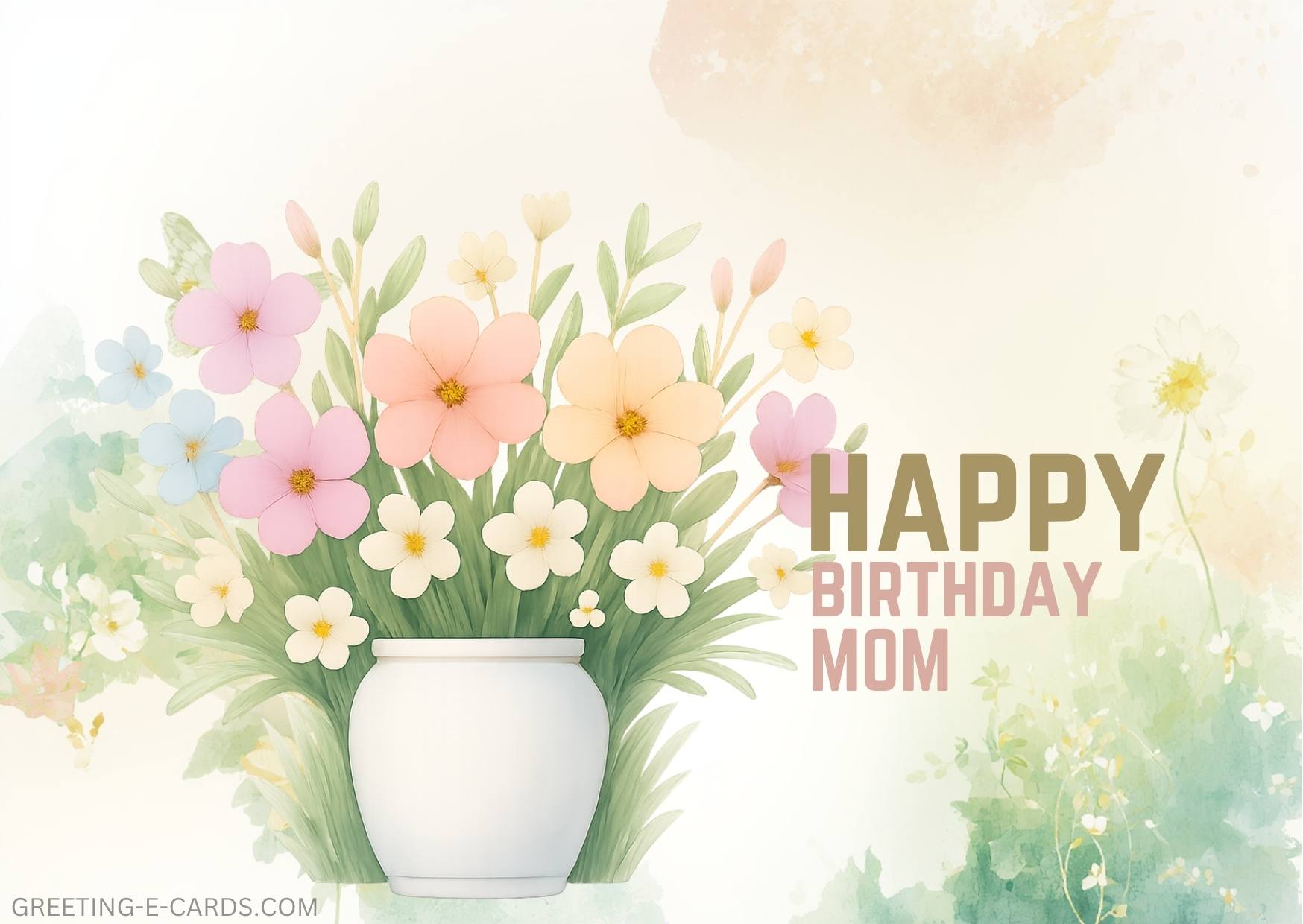 Happy Birthday Mom Floral E-Card - Free E-card no sign up