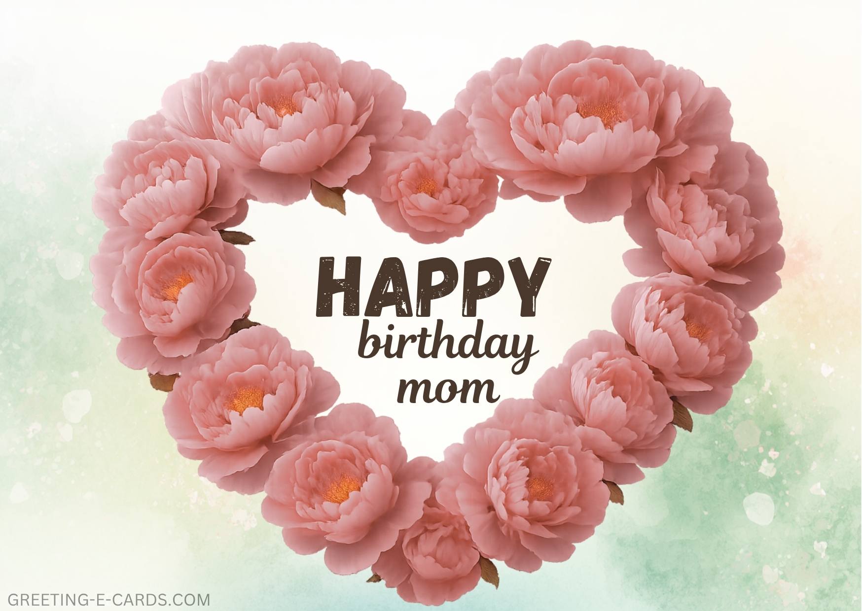Happy Birthday Mom Flower Heart E-Card - Free E-card no sign up
