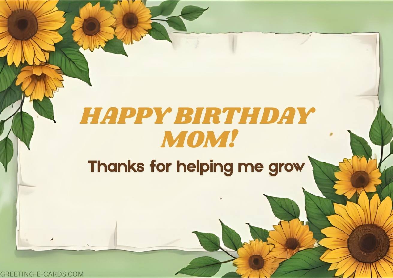 Happy Birthday Mom Sunflower E-Card - Free E-card no sign up