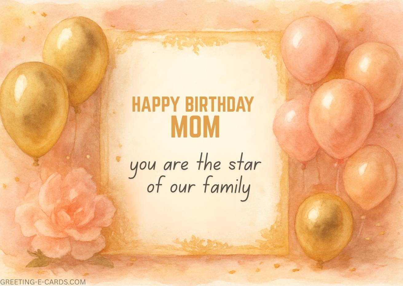 Happy Birthday Mom Watercolor E-Card - Free E-card no sign up
