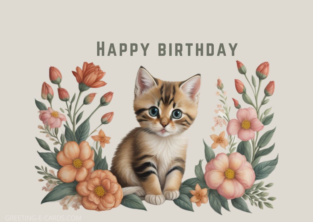 Adorable Kitten Birthday E-Card