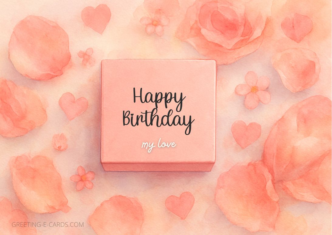 Happy Birthday Lover E-Card with Flowers - Free E-card no sign up