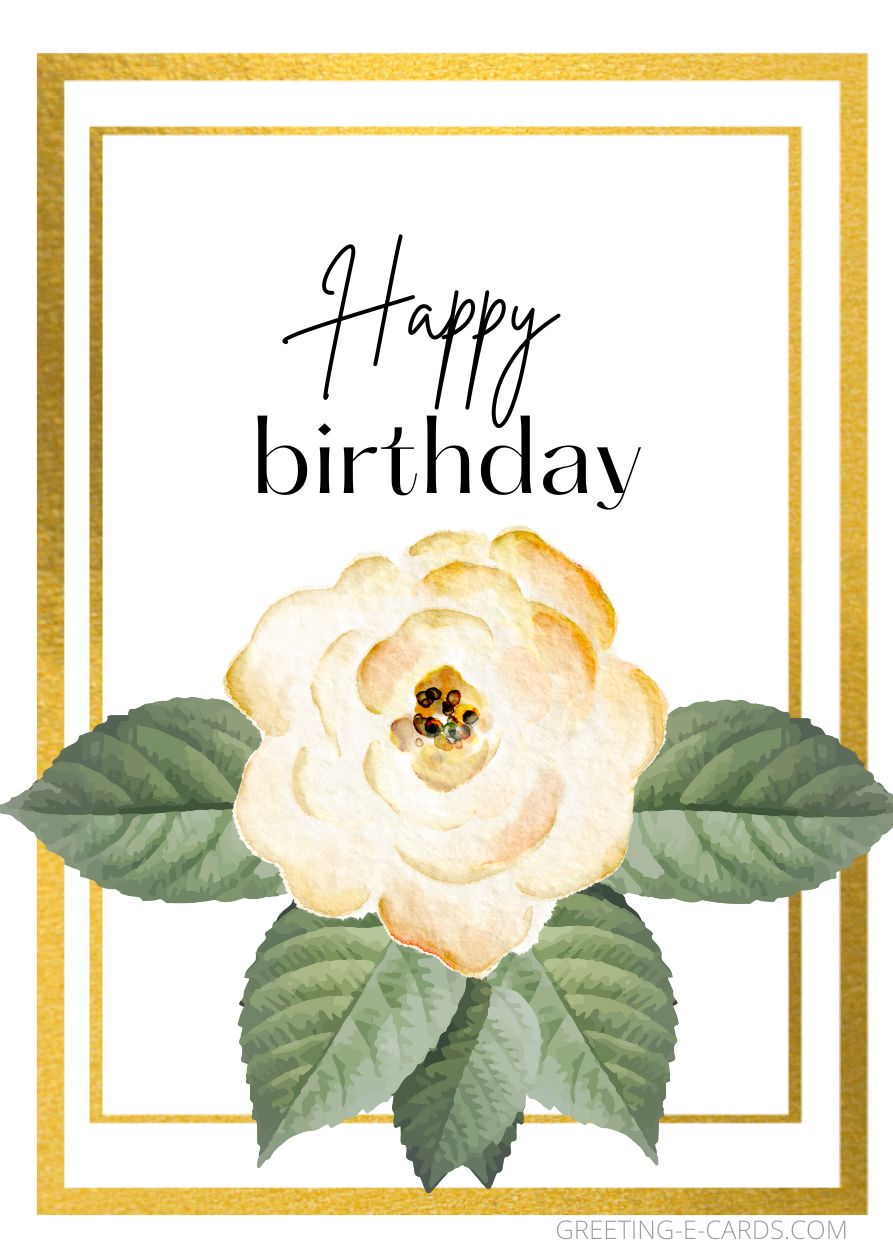 Elegant Rose Birthday E-Card