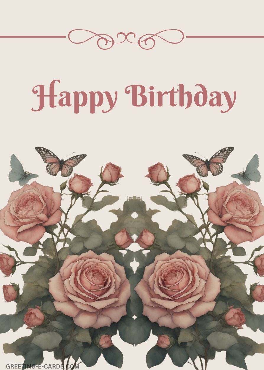 Elegant Rose Birthday E-Card
