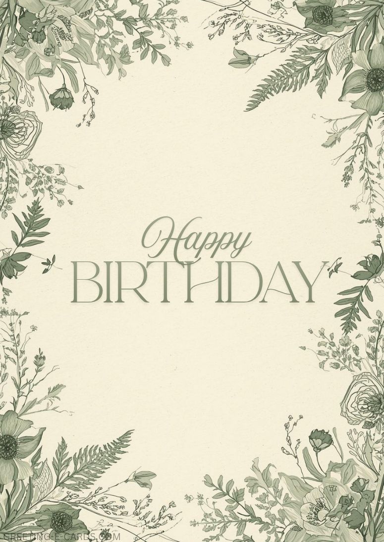 Floral Birthday E-Card with Flowers - Free E-card no sign up
