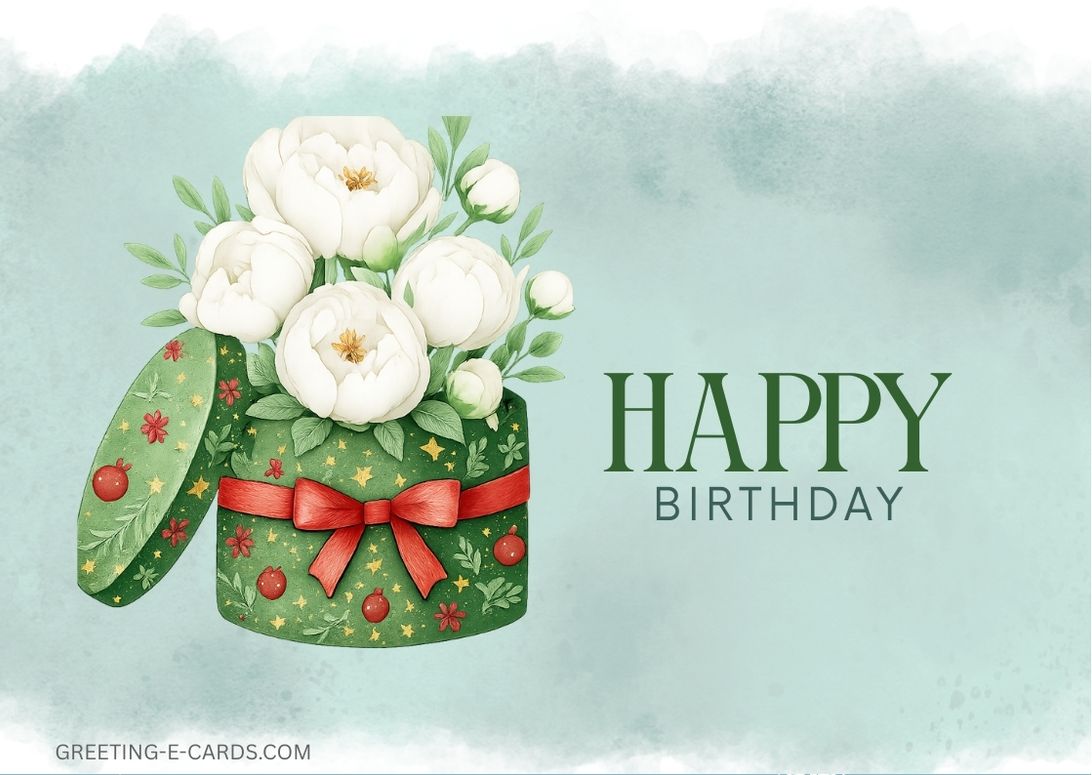 Floral Christmas Birthday E-Card with Flowers