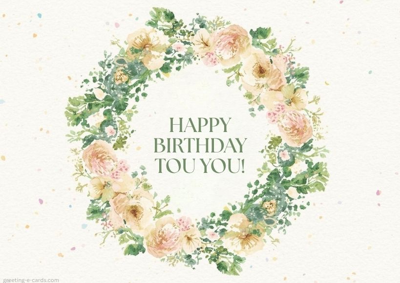 Floral Birthday E-Card with Watercolor Flowers - Free E-card no sign up