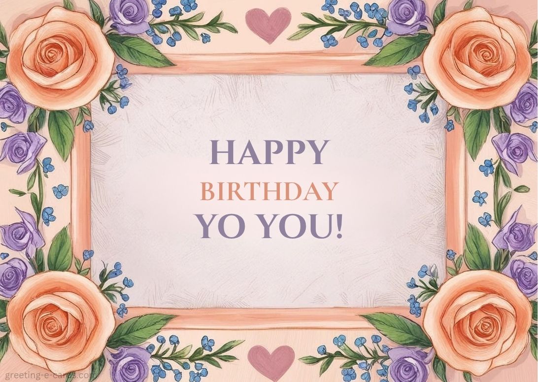 Floral Happy Birthday E-Card - Free E-card no sign up