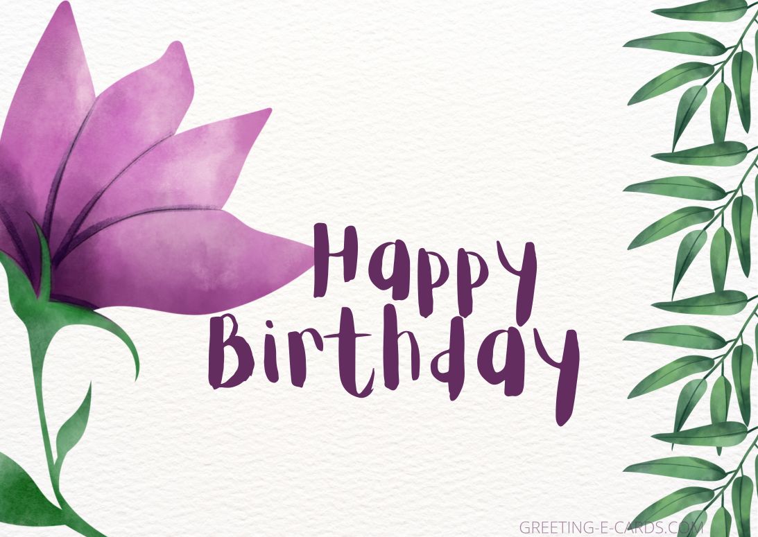Purple Flower Birthday E-Card