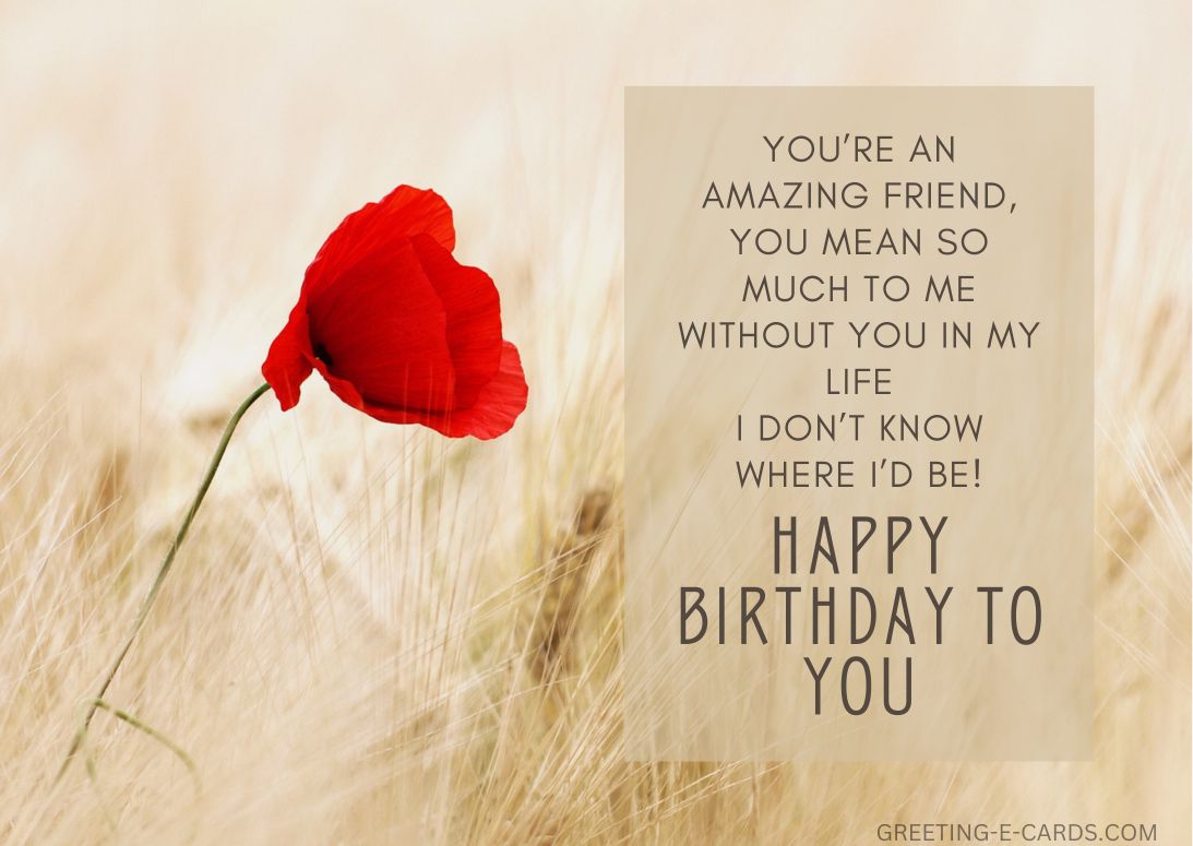 Birthday E-Card with Red Poppy and a heartfelt message