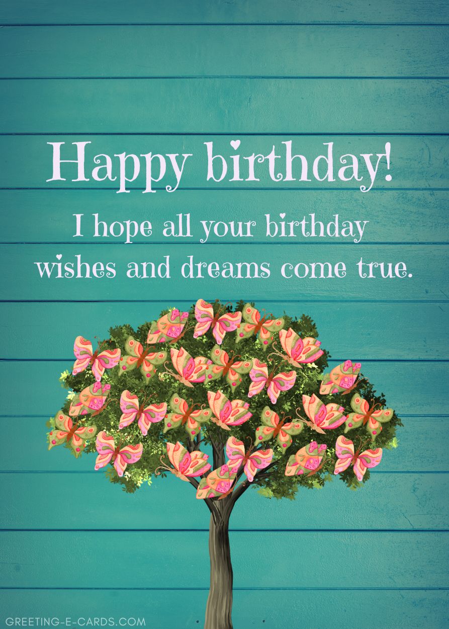 Birthday Wishes Butterfly Tree E-Card