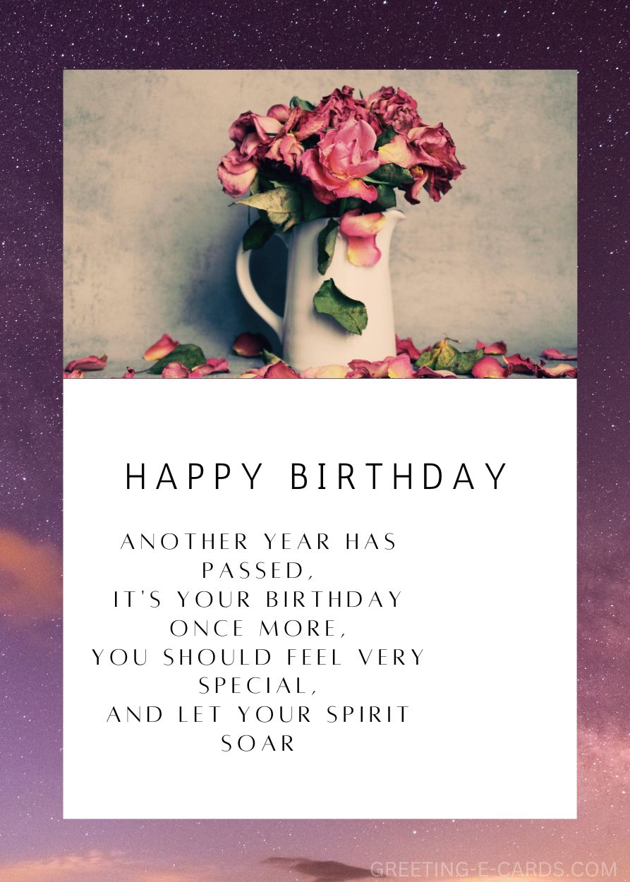 Birthday Wishes with Dried Roses