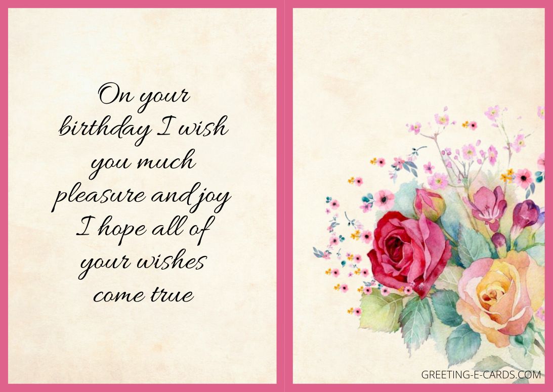 Birthday Wishes with Roses E-Card