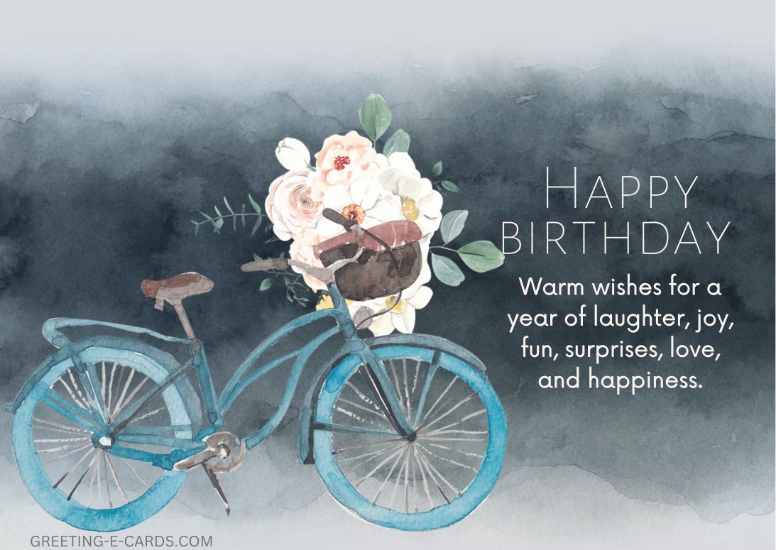 Floral Bicycle Birthday E-Card