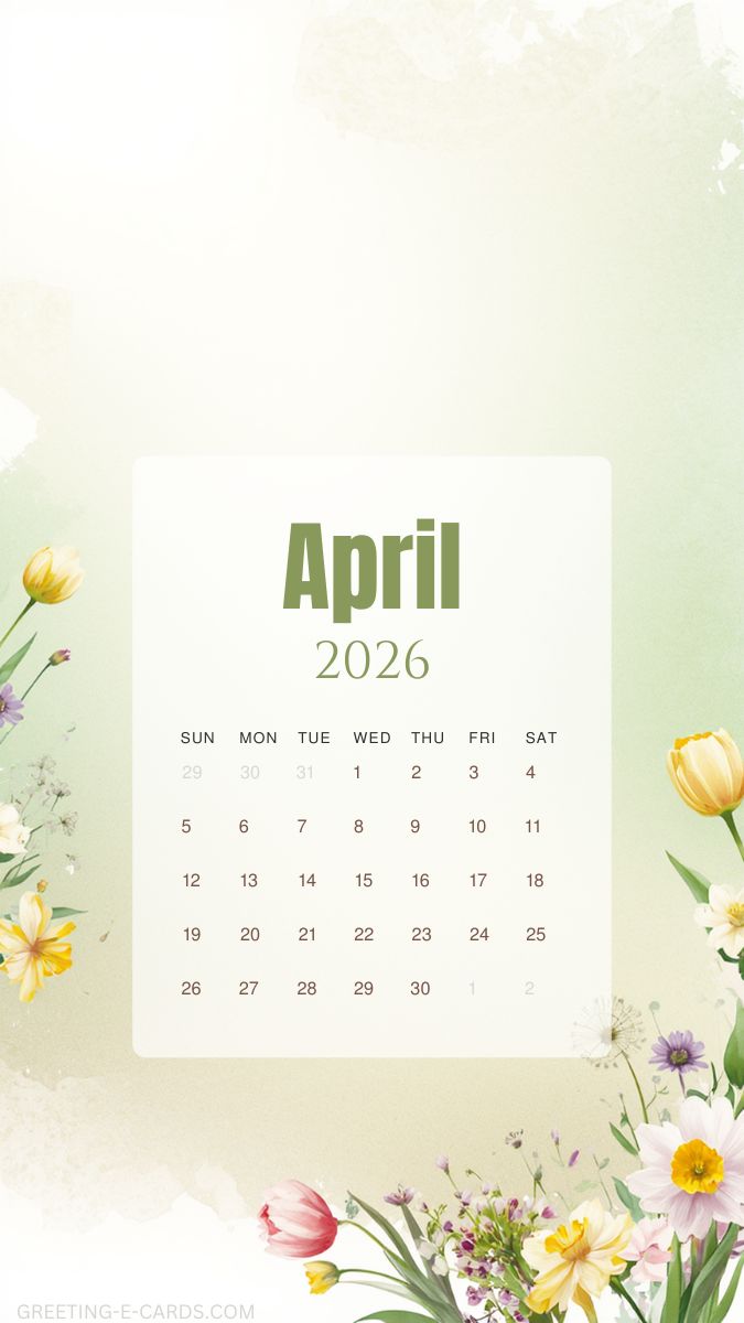 April Calendar Nature Phone Wallpaper - Free E-card no sign up