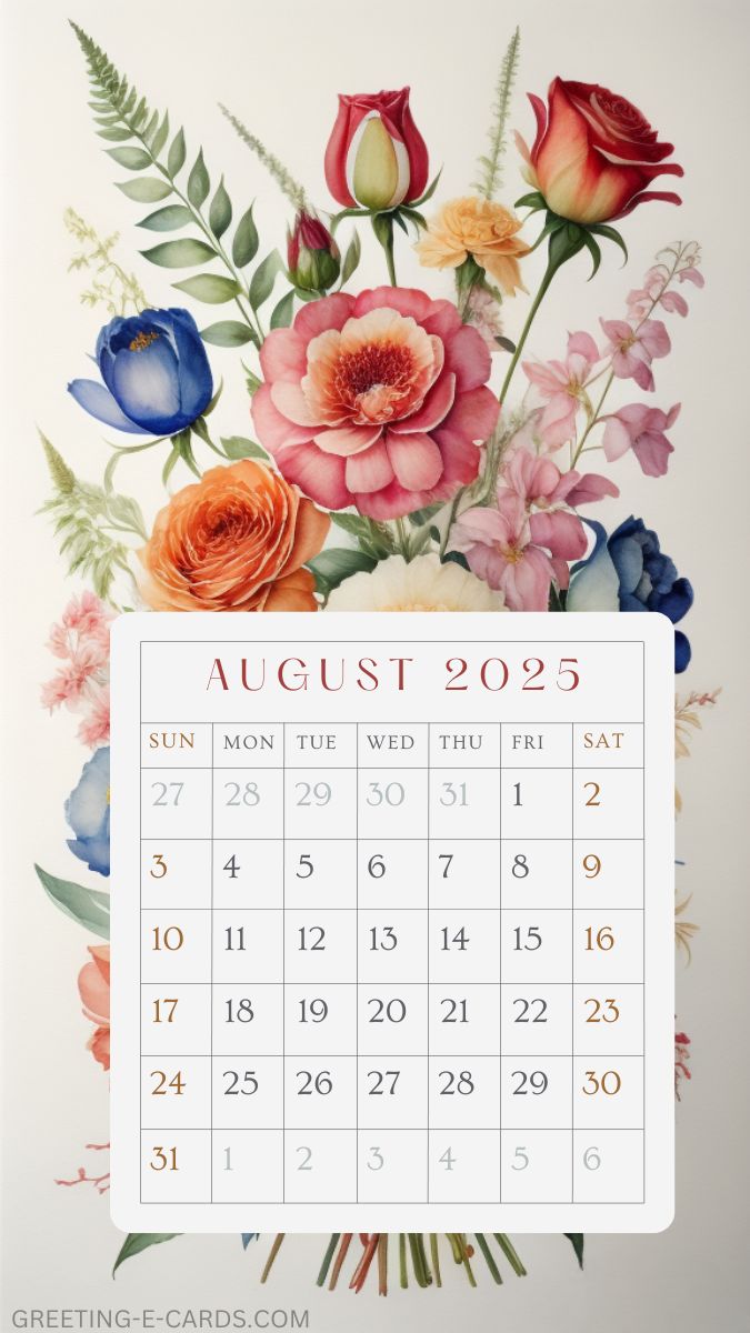 August 2025 Floral Calendar Wallpaper