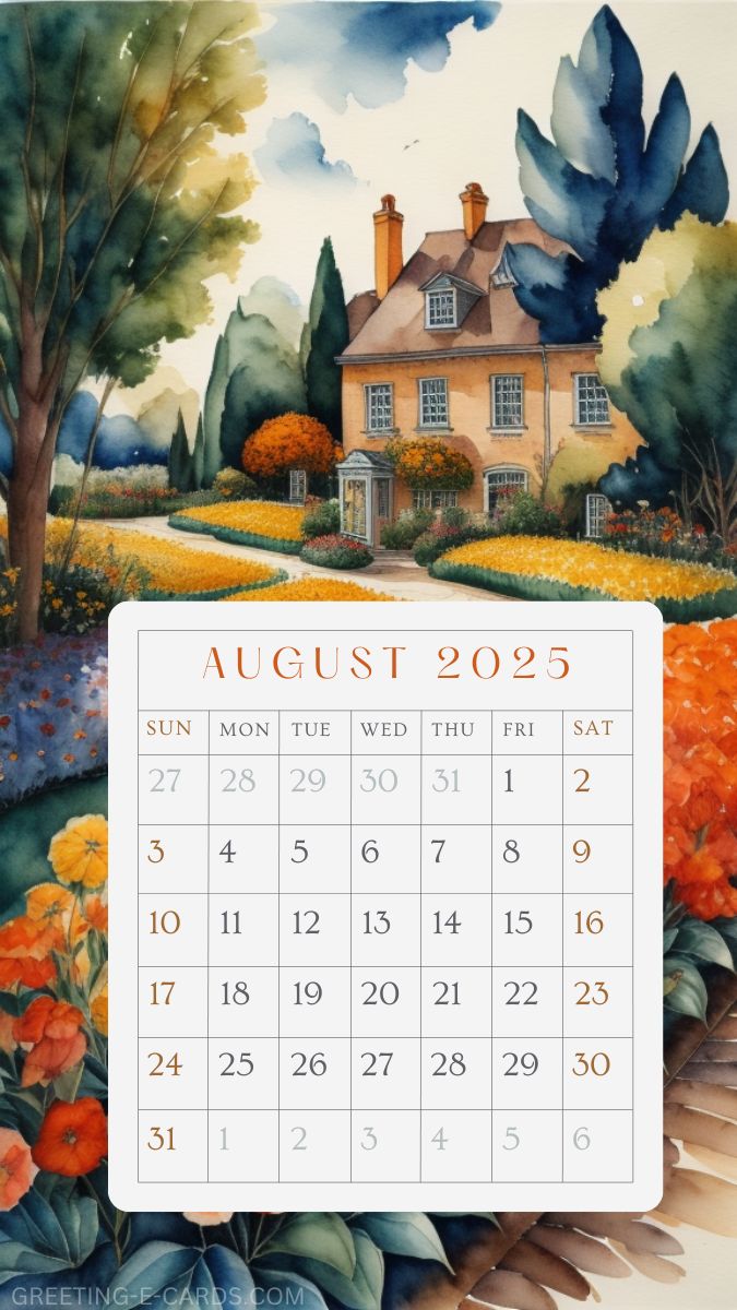 Charming August 2025 Calendar