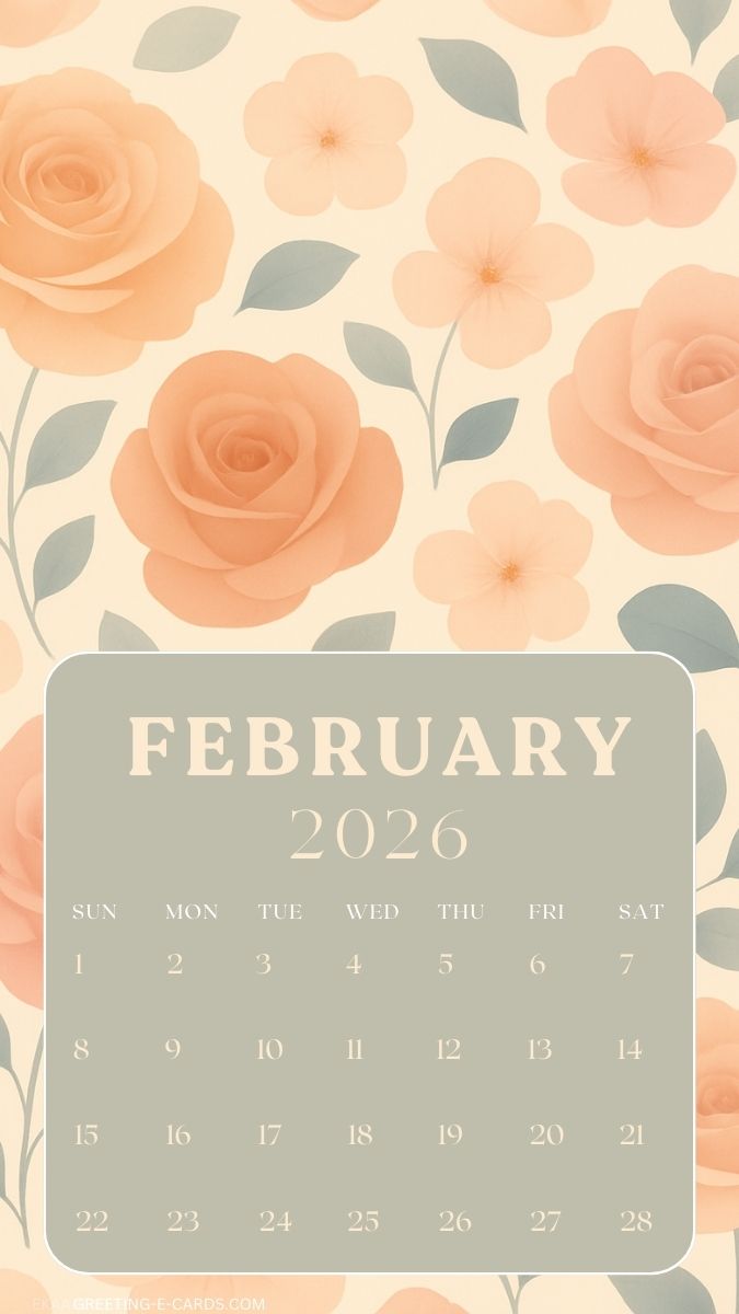 February 2026 Calendar Phone Wallpaper