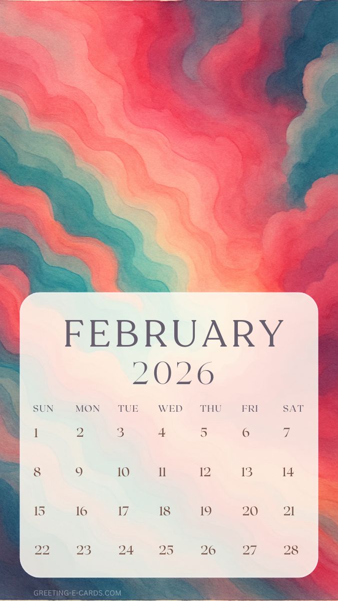 February 2026 Calendar Phone Wallpaper